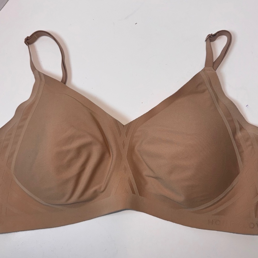 Honeylove Crossover Bra Women M Tan Wireless Seamless Support BR0201